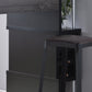 Home Bar Table With Wine Glass Compartment And Three Shelves - Distressed Gray / Black