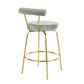 Redmond - Set of 2 - 24" Sage Green Velvet and Gold Metal Glam Counter Stools with 360 Swivel