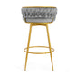 Noble - Set of 2 - 24" - 26" Grey Swivel Counter Stools with Hand-Woven Backrest and Gold Metal Legs