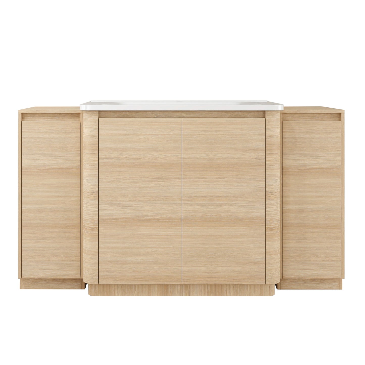 Freestanding Bathroom Vanity With Sink, 2 Small Storage Cabinets, Soft Close Doors