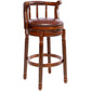 Swivel Cow Top Wooden Bar Stool, 360 Degree Swivel Bar Height Chair With Backs For Home Kitchen Counter