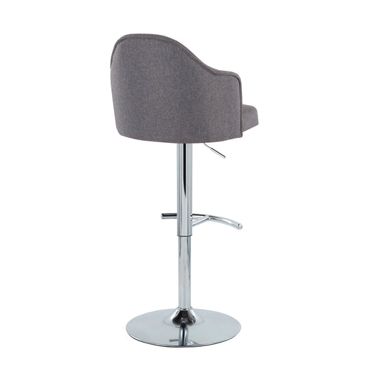 Ahoy - Contemporary Adjustable Barstool With Swivel With Rounded T Footrest (Set of 2) - Gray - Fabric