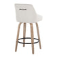 Hespera - Set of 2 - 26" Cream Upholstered Counter Stools with Whitewashed Wood Legs & Black Footrest