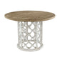 Round Wooden Dining Table With Ornate Cut Out Base - Brown / Antique White
