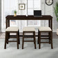 Tennyson - 4-Piece 30" Rustic Brown Counter Height Table with Fabric Padded Stools and Socket