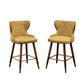 Nixon - Set of 2 - 26" Yellow Tufted Faux Leather Counter Stools with Nailhead Trim