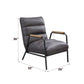 Nignu - Top Grain Leather Matt Iron Accent Chair - Gray