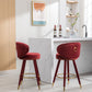 Cylvara - Set of 2 - 28" Claret Red Velvet Counter Height Bar Stools with Solid Wood Legs and 360° Swivel