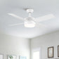 Ceiling Fan With Remote Control, Reversible DC Motor, 6 Speeds, 3 Dimmable LED, Quiet Timer For Indoor - White