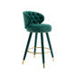 Lurian - Set of 2 - 28" Emerald Velvet Swivel Counter Height Bar Stools, Solid Wood Legs, Ergonomic Backrest, Retro Design