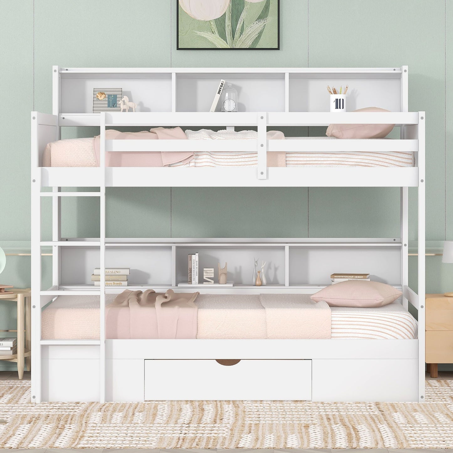 Carolee - Twin Size Bunk Bed With Built-In Shelves