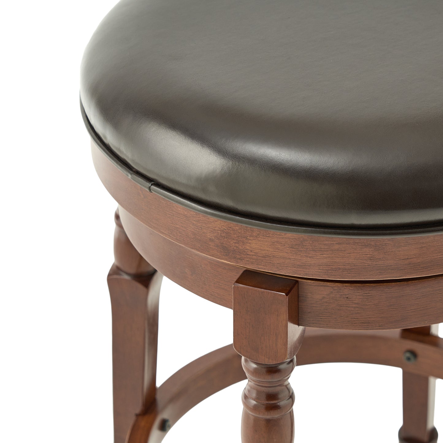 Landis - Set of 2 - 25" Chocolate Brown Faux Leather Swivel Counter Stools with Backless Design