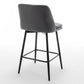 Harvaloni - Set of 2 - 26" Swivel Counter Stools with Grey Upholstered Seat and Metal Legs