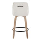 Hespera - Set of 2 - 26" Cream Upholstered Counter Stools with Whitewashed Wood Legs & Black Footrest