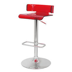 Taron - Set of 2 - 24" Red and Chrome Adjustable Swivel Bar Stools with Low Backrest