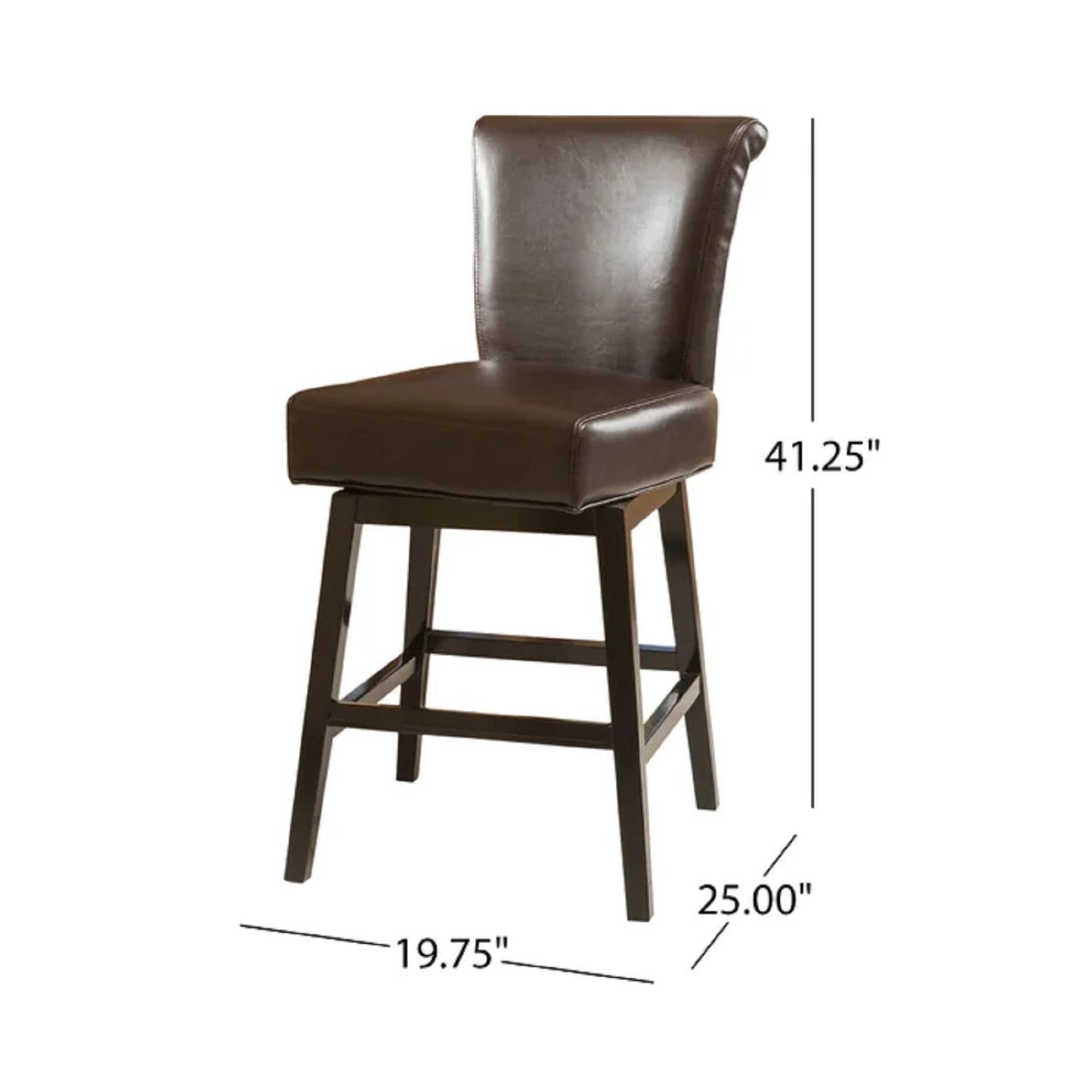 Stenton- Set of 2 - 28'' Height  Brown PU Leather Swivel Counter Stools