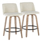 Talvyn - Set of 2 - 24" Cream Upholstered Counter Stools with Swivel and Whitewashed Wood Frame