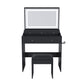 Modern Makeup Vanity Set With Power Outlet, Hair Dryer Holder, And Adjustable Lighting