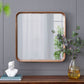 Square Mirror With Wood Frame, Wall Mirror For Living Room Bathroom Entryway - Brown