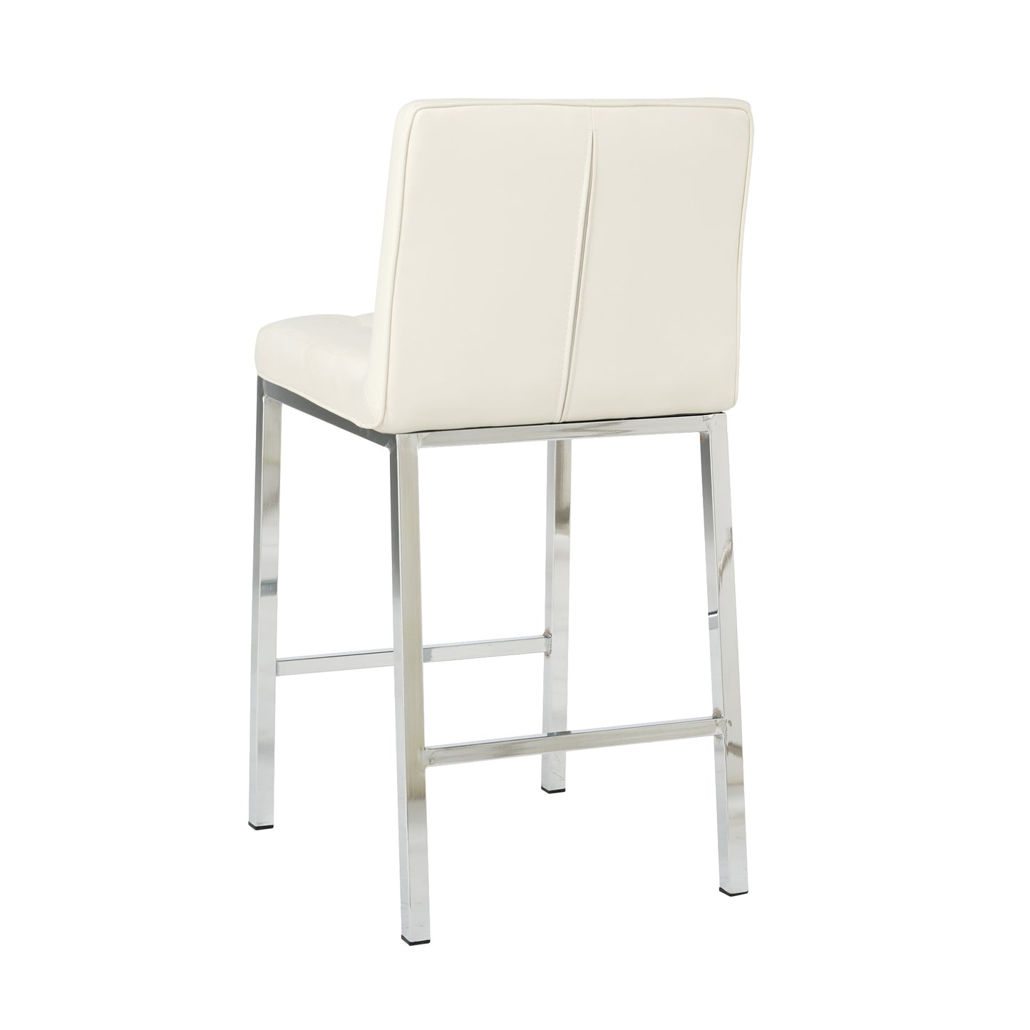 Howland - Set of 2 - 26" White PolyUrethane Bar Stools with Electroplated Legs - Modern High Counter Stools for Kitchen & Restaurant