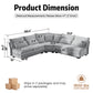 5 Seater L Shaped Sectional Sofa With Curved Corner, 7 Pillows