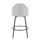 Orithis - Set of 2 - 26" Fixed-Height Light Grey Fabric Counter Stools with Black Metal Legs & Round Footrest