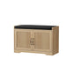 Entryway Shoe Bench With Double Doors, Upholstered Seat - Oak