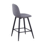 Harma - Set of 2 -27" Charcoal Upholstered Mid-Century Modern Counter Stools with Black Metal Frame