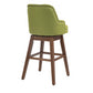 Olive - Set of 2 - 27"  Linen Swivel Counter Stools Seat with Solid Wood Legs - 360° Rotation for Kitchen & Dining Room