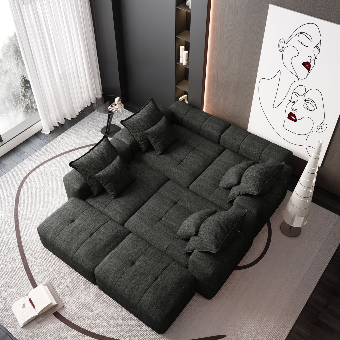 Modern Oversized Diy Combination, Modular Sectional Sofa With Pillows