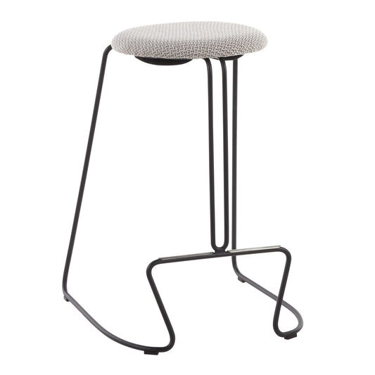 Hollander - Set of 2 - 24” Counter Stools with Black Steel Frame and Light Grey Upholstered Seats