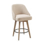 Mearce - Set of 2 - 26" Swivel Counter Stool with Sand Upholstered Seat, Solid Wood Legs