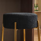 Omnira - Set of 2 - 24" Black Upholstered Round Bar Stools with Non-Slip Feet and Minimalist Design