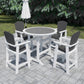 Dunbridge - Set of 5 - 29" Square HDPE High Top Bar Table & Chair Set in White & Gray, Outdoor Dining