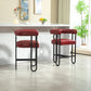 Lian - Set of 1- 24" Wine Red PU Modern Bar Stool with Ergonomic Backrest and Black Metal Frame