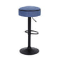 Veynard - Set of 2 - 24" Blue Linen Adjustable Bar Stools with 360° Swivel, Metal Frame for Kitchen and Dining