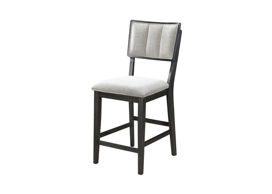 Somerset - Set of 2 - 24" Counter Height Dining Chairs with Cushioned Full Back, Black Frame, and Light Gray Fabric Upholstery