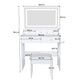 Modern Makeup Vanity Set With Power Outlet, Hair Dryer Holder, And Adjustable Lighting