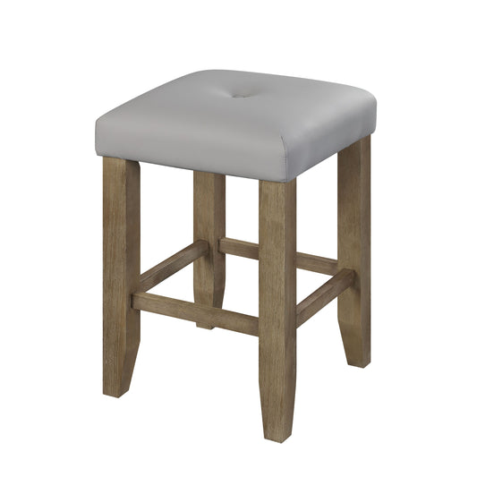 Emberlyn - Set of 2 - 24" Gray PU Leather & Oak Counter Height Stools with Padded Seats