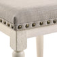 Tasnim - Set of 2 - 24" Tan Upholstered Counter Height Stools with Antique White Finish