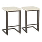 Roman - Set of 2 - 26" Counter Stools with Cream Faux Leather Upholstery & Antique Metal Frame