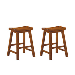 Harrowgate - Set of 2 - 24" Oak Solid Wood Swivel Counter Stools with Saddle Seats