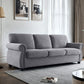 Soft Sofa, Upholstered 3 Seater Couch With High Density Foam, Loose Back Cushions And Turned Legs
