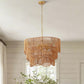 Chandelier With 7 Light E26 Base, Adjustable Height Wave Pendant Light For Living Room - Gold
