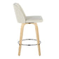 Toriana - Set of 2 - 26" Natural Wood & Cream Swivel Counter Stools with Chrome Footrest