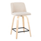 Toriano - Contemporary Modern Design Fixed Height Counter Stool With Swivel With Square Footrest (Set of 2)