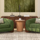Kenzie - Fluted Pillar Round Accent Side Table - Light Natural Brown