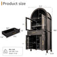 Arched Kitchen Pantry Cabinet With Glass Door, Storage Cabinet With Adjustable Shelves & Barn Door - Black