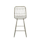 Marcel - Set of 2 - 24" Beige Iron Counter Stools with Water-Resistant Cushions & Geometric Design