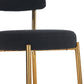 Nashford - Set of 2 - 25" Black Bar Stools with Modern Teddy Fabric Upholstery and Metal Base for Kitchen & Dining